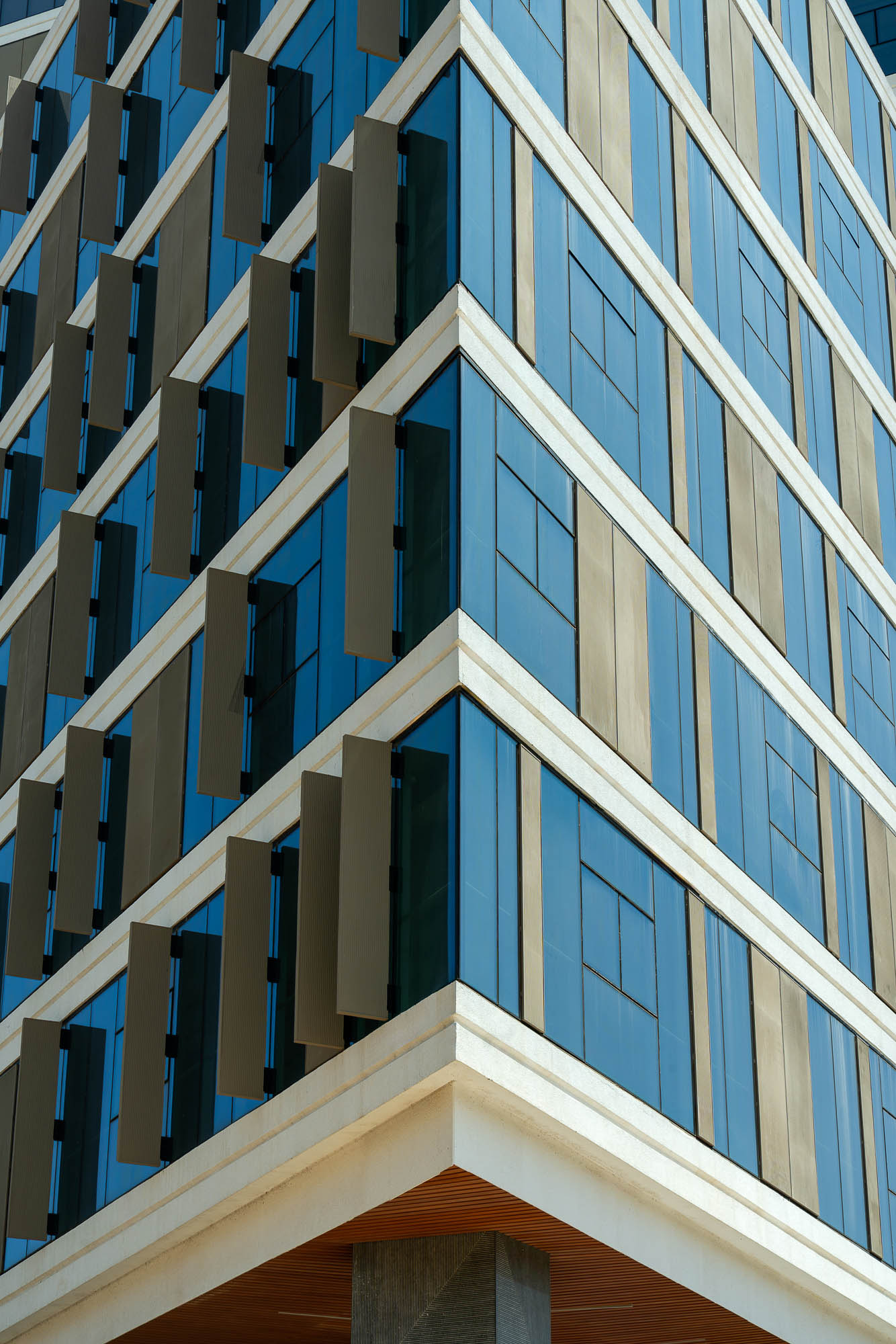 A building with glass windows.