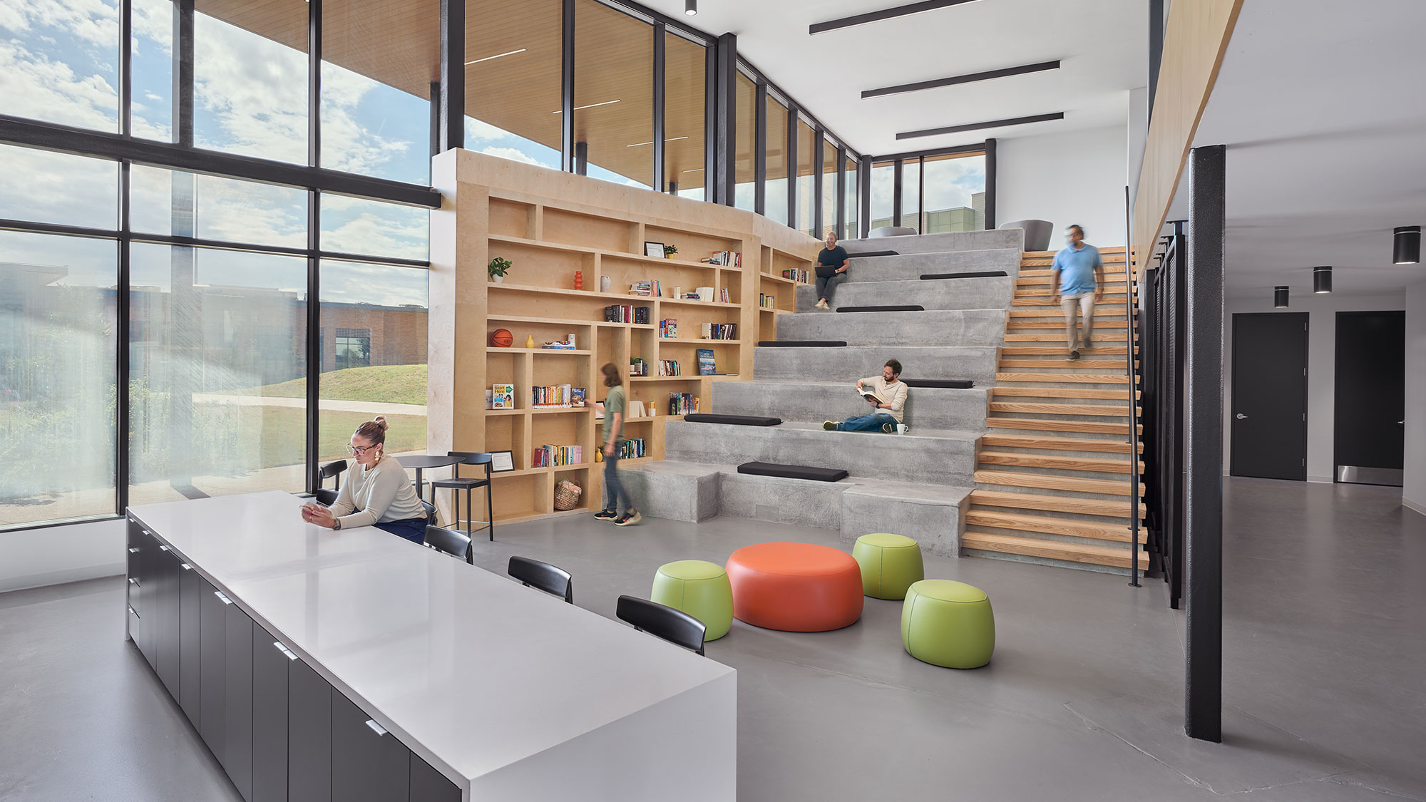 A group of people in a room.