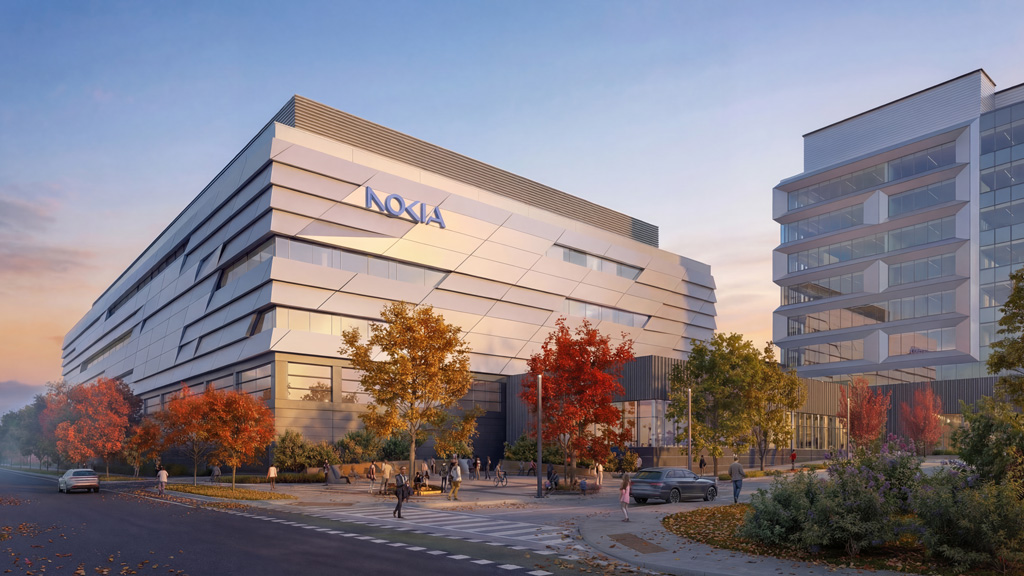 A building with a parking lot.