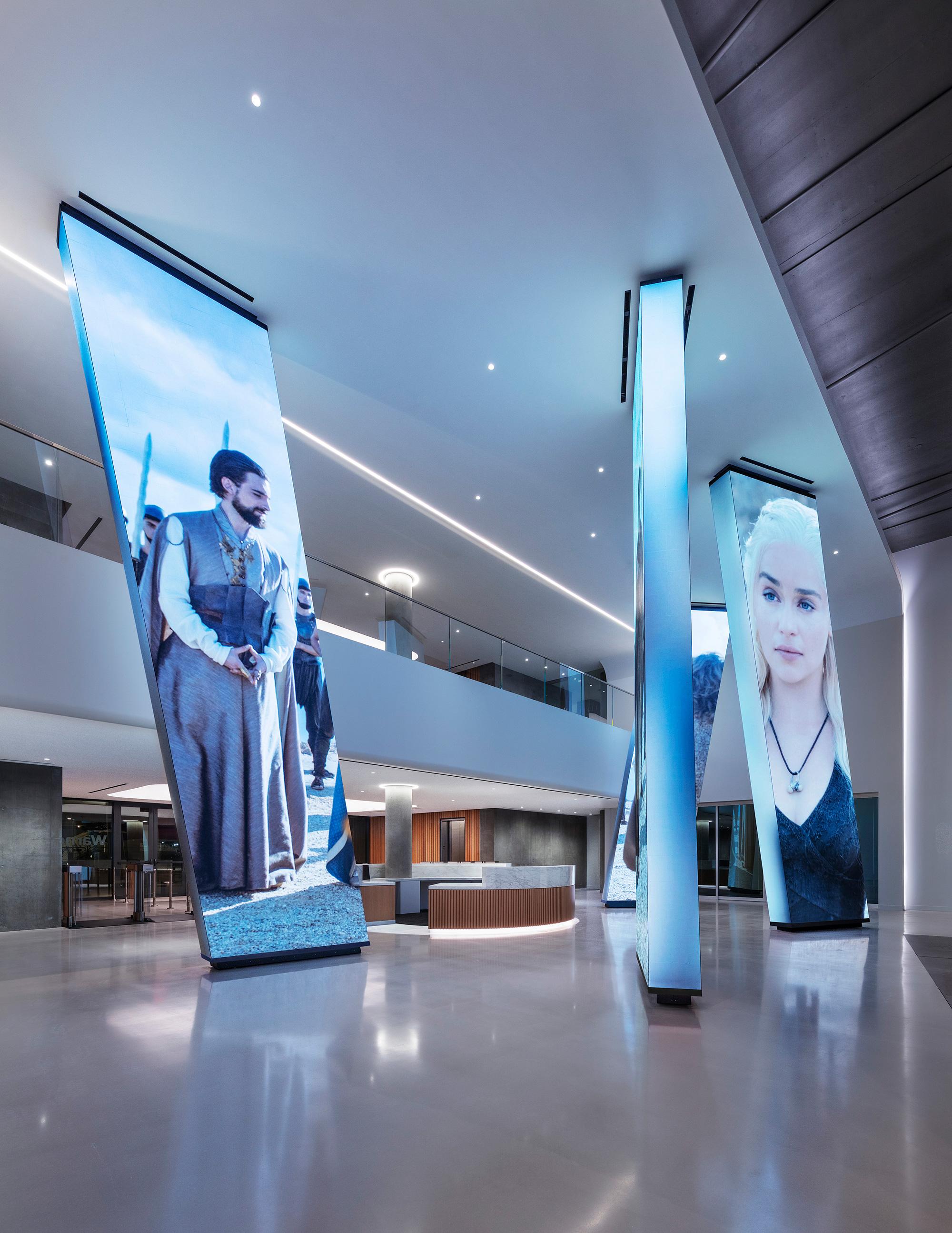 A large sculpture in a building.