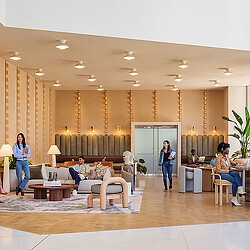 A group of people in a room.