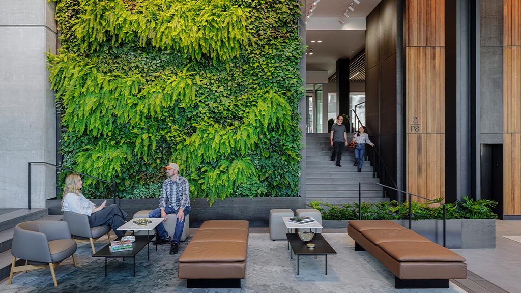 People sitting on the stairs.