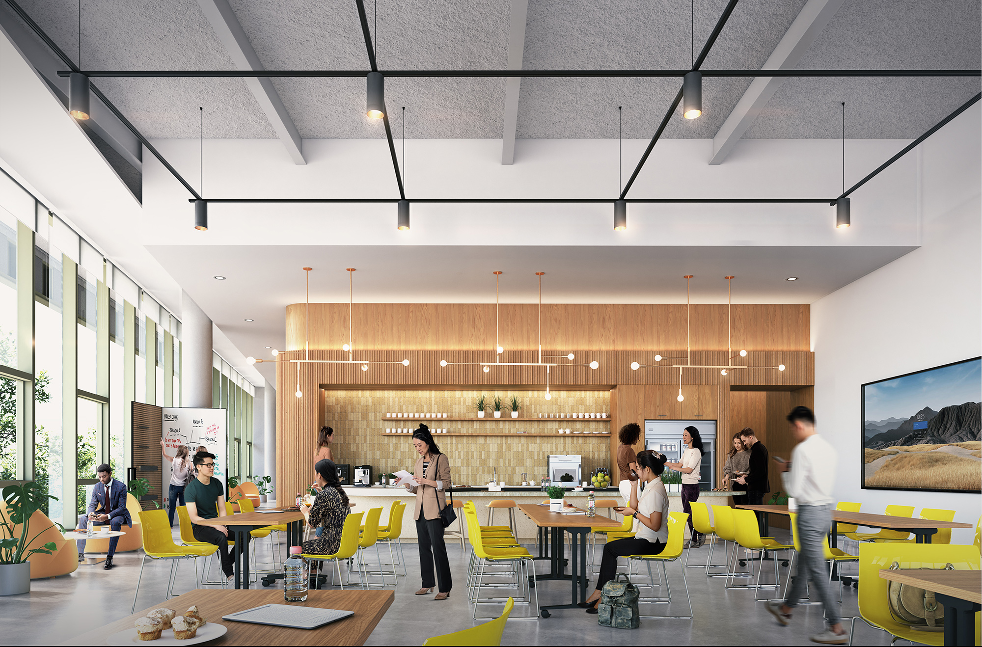 A group of people in a room.