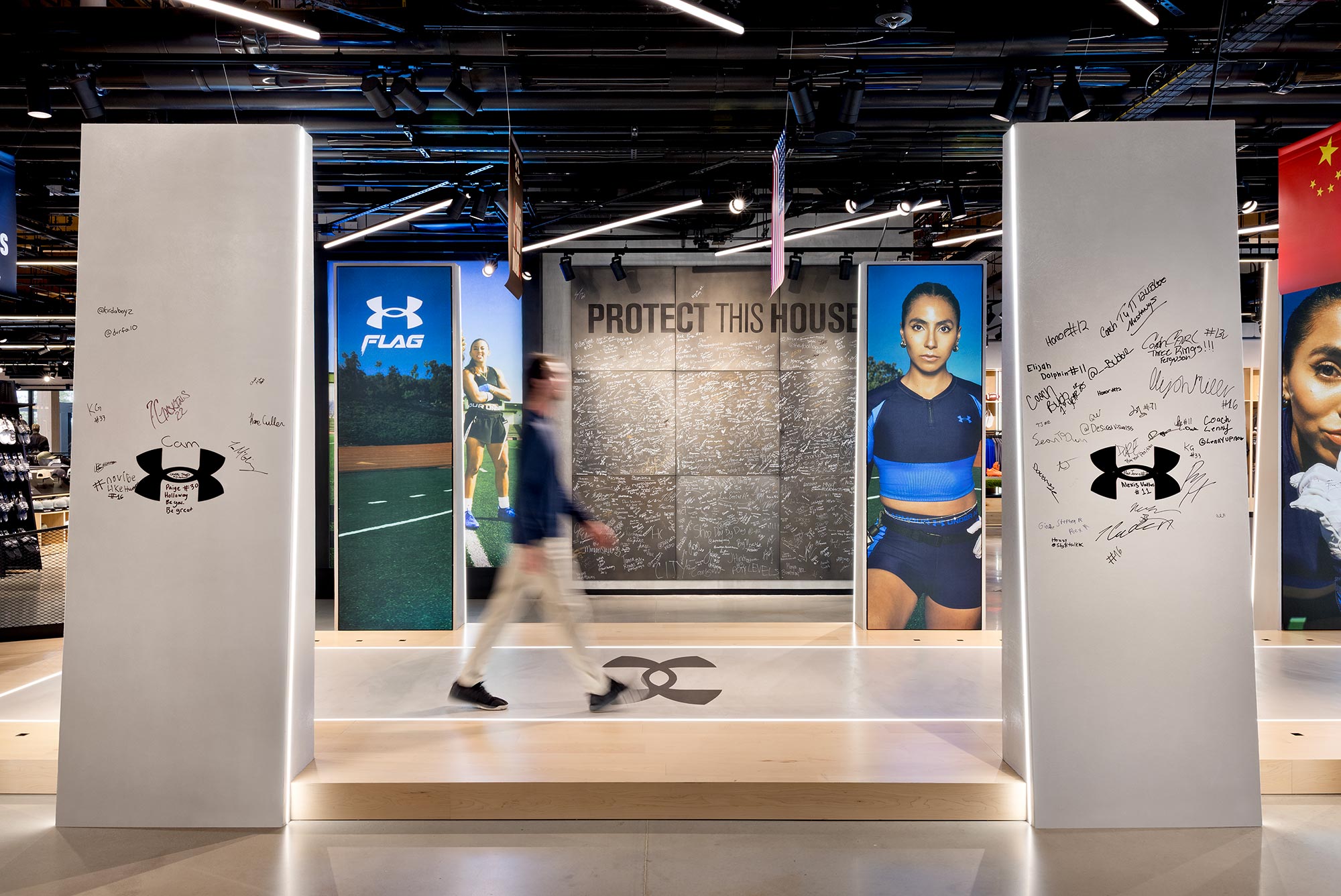 A person walking in a building.