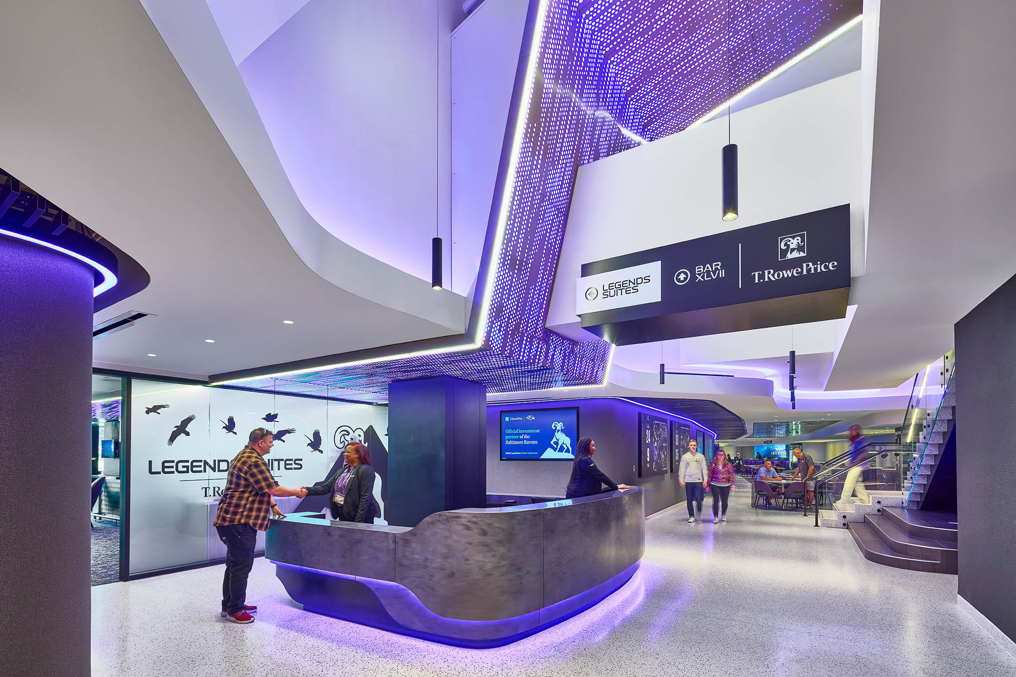 People in a large room.