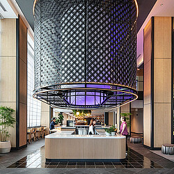 A building with a large glass dome.