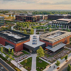 Aerial view of a city.