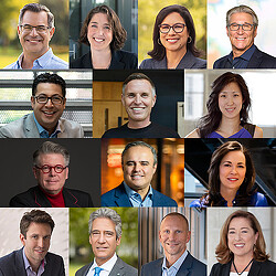 A collage of people.