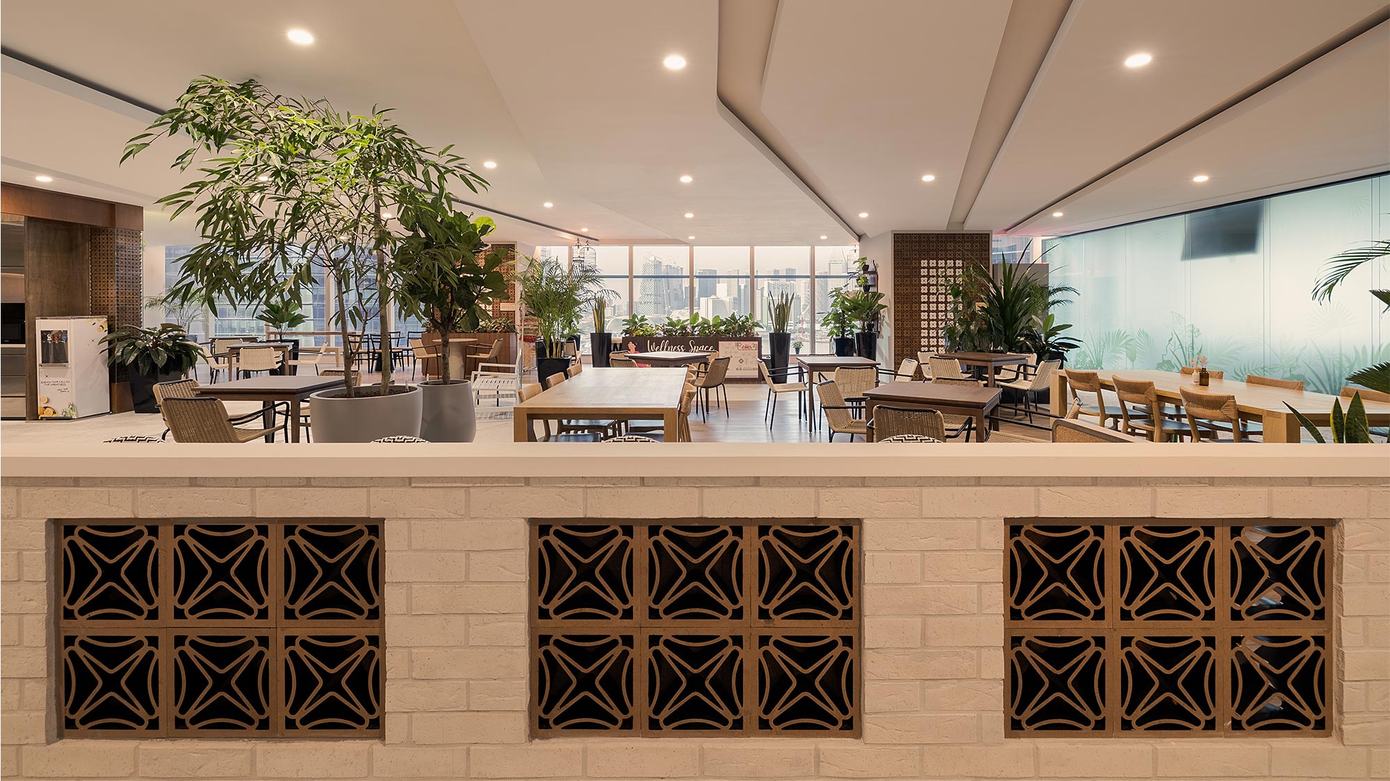 A large indoor swimming pool.