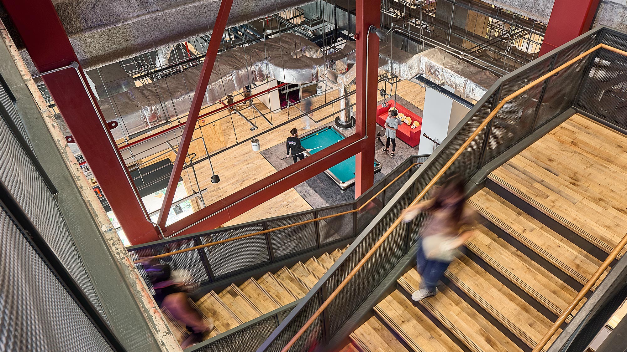 People walking on a walkway.