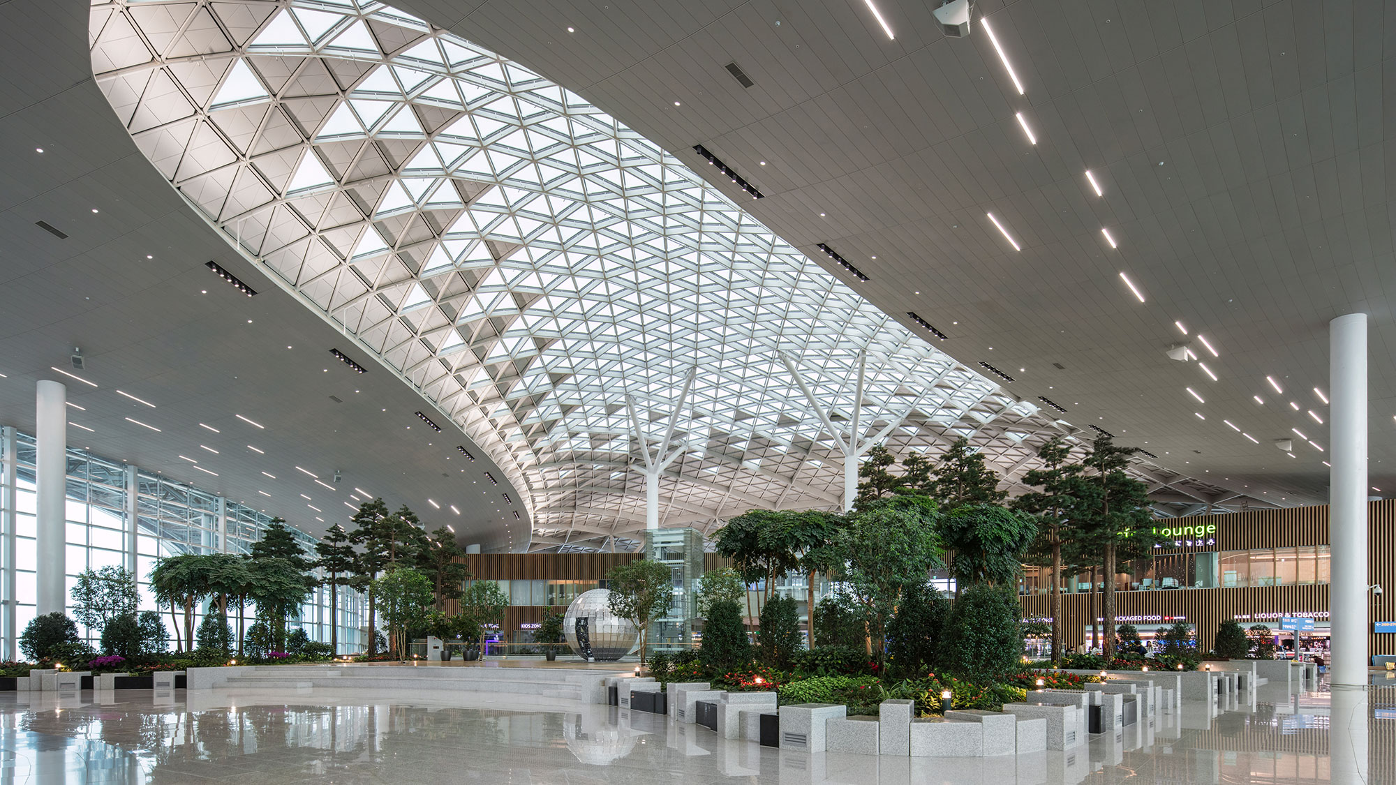 A large indoor swimming pool.