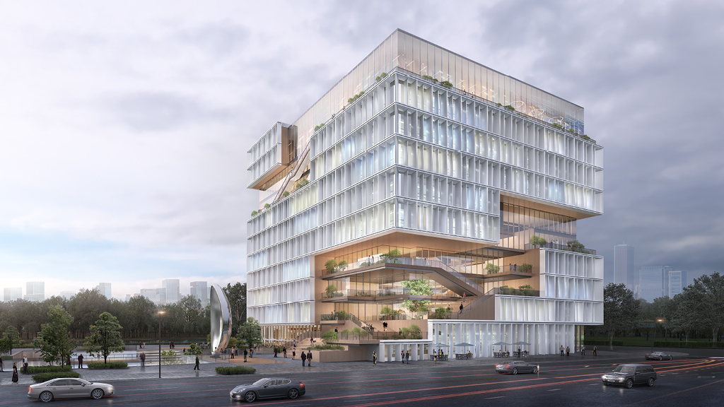 A large building with a lot of windows.