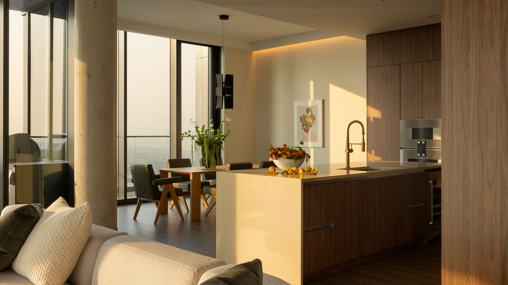 A living room with a large window.