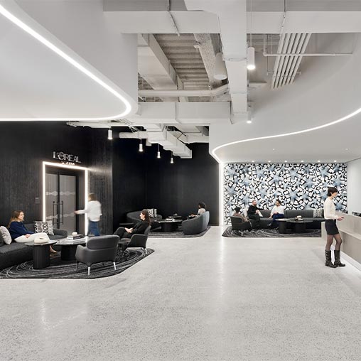 A group of people in a room.