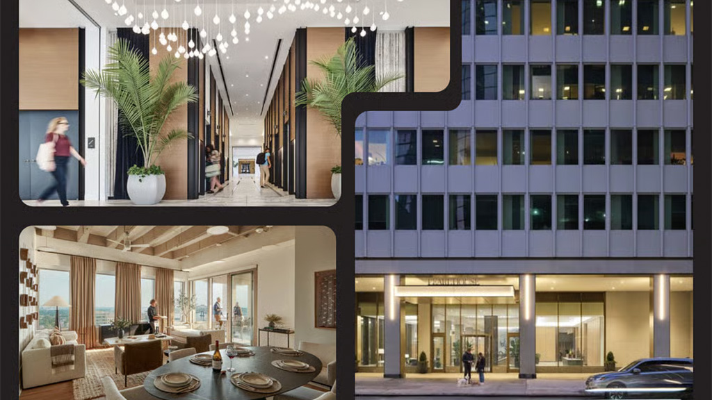 A high angle view of a building.