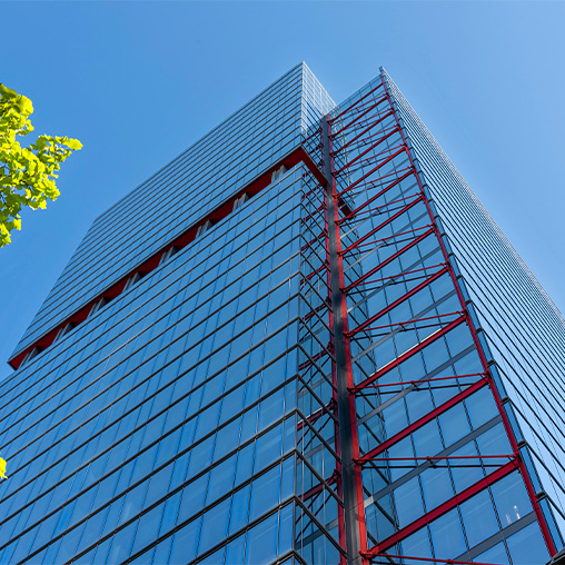 A red metal structure.