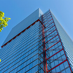 A red metal structure.