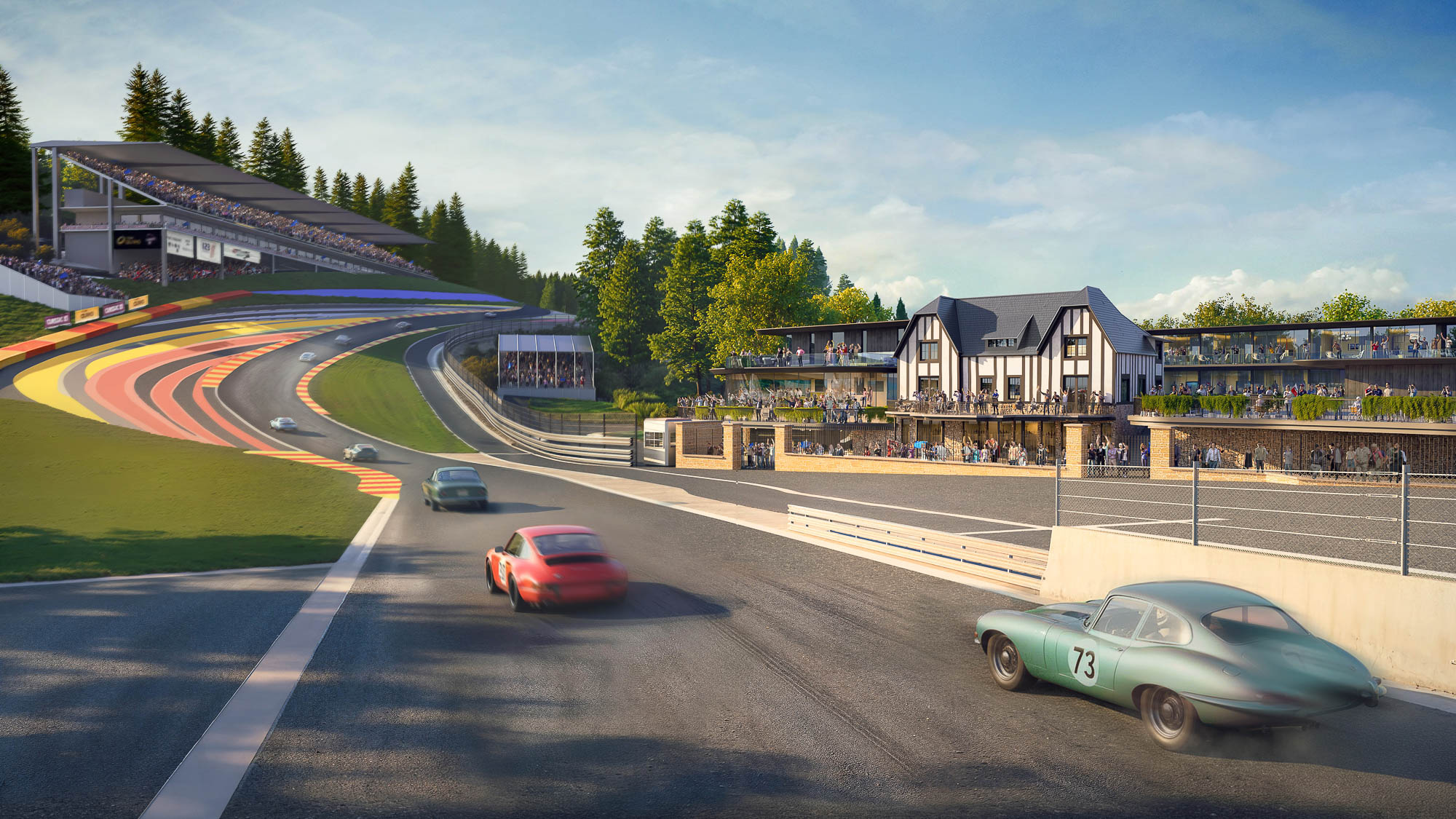 A race track with cars on it.