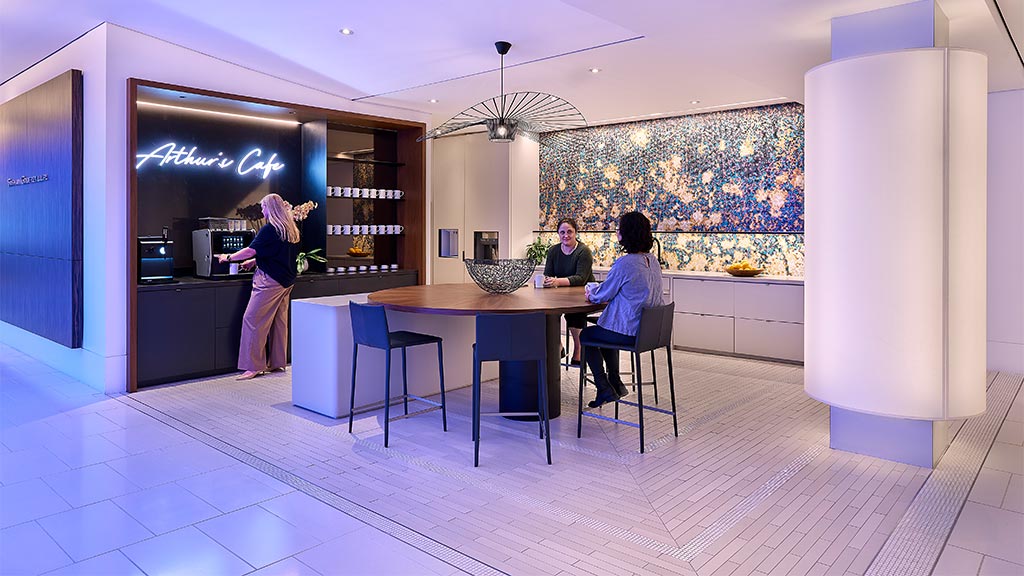 A group of people in a room.