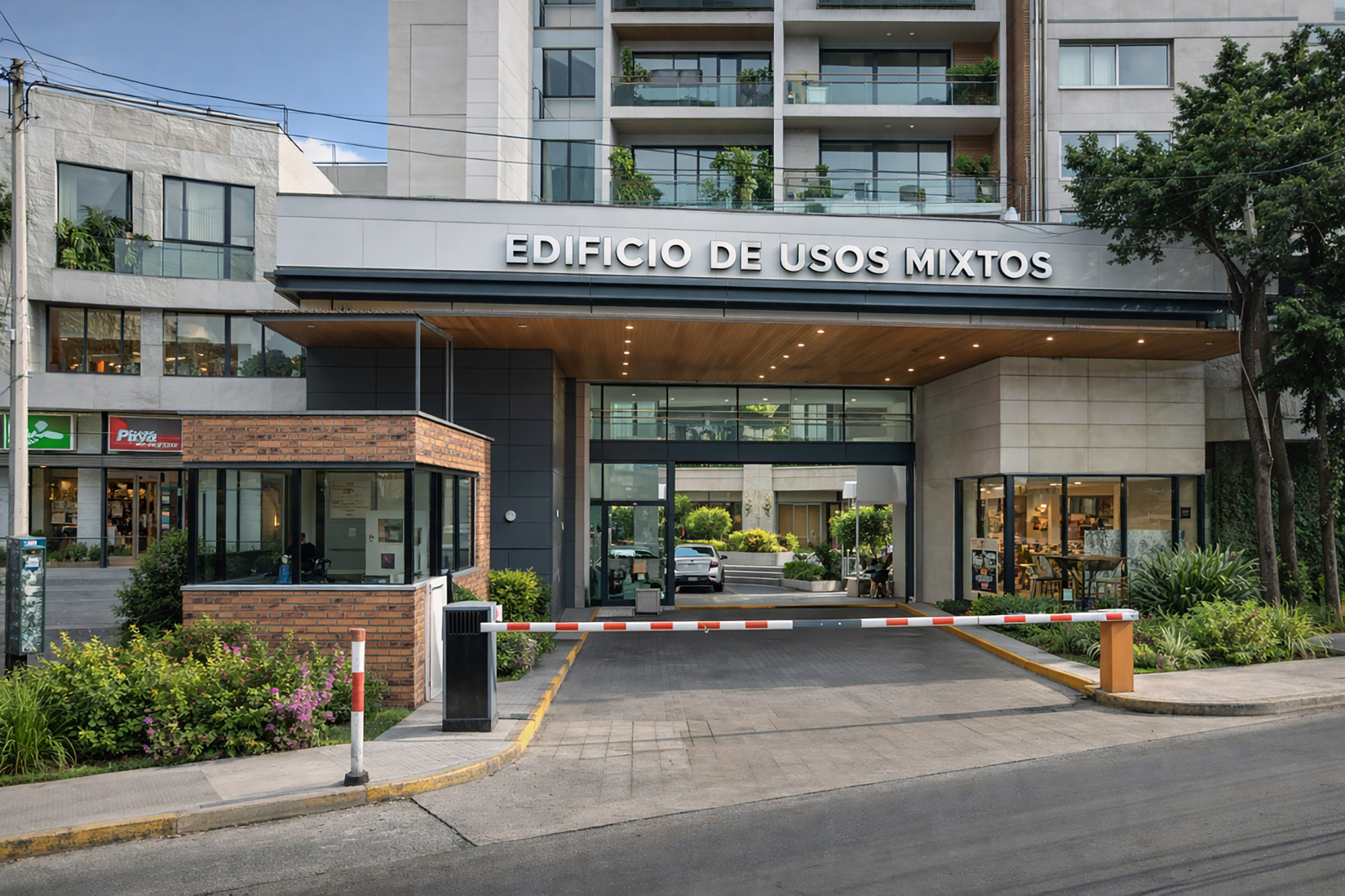 A building with a sign on the front.