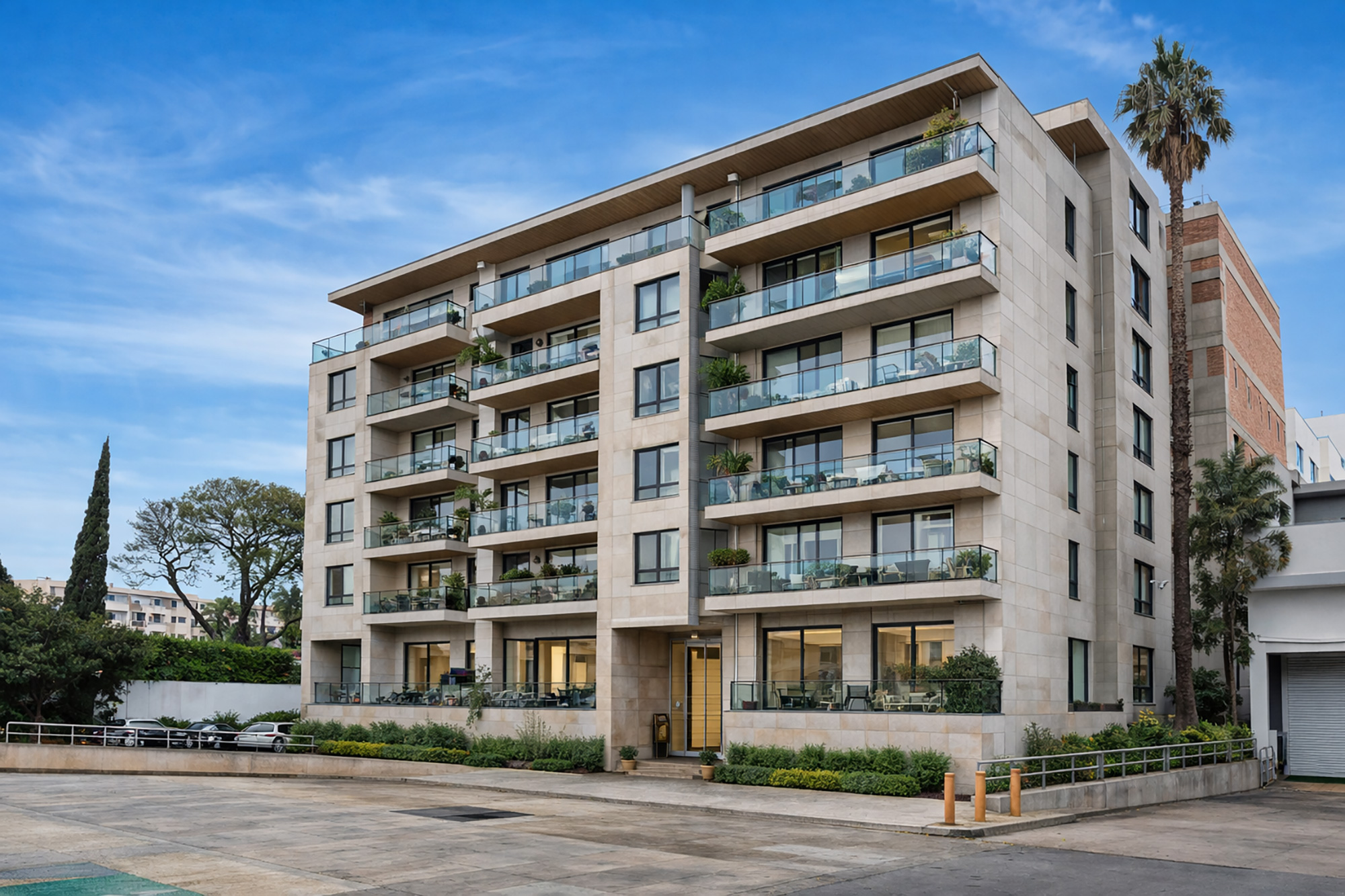 A building with many windows.