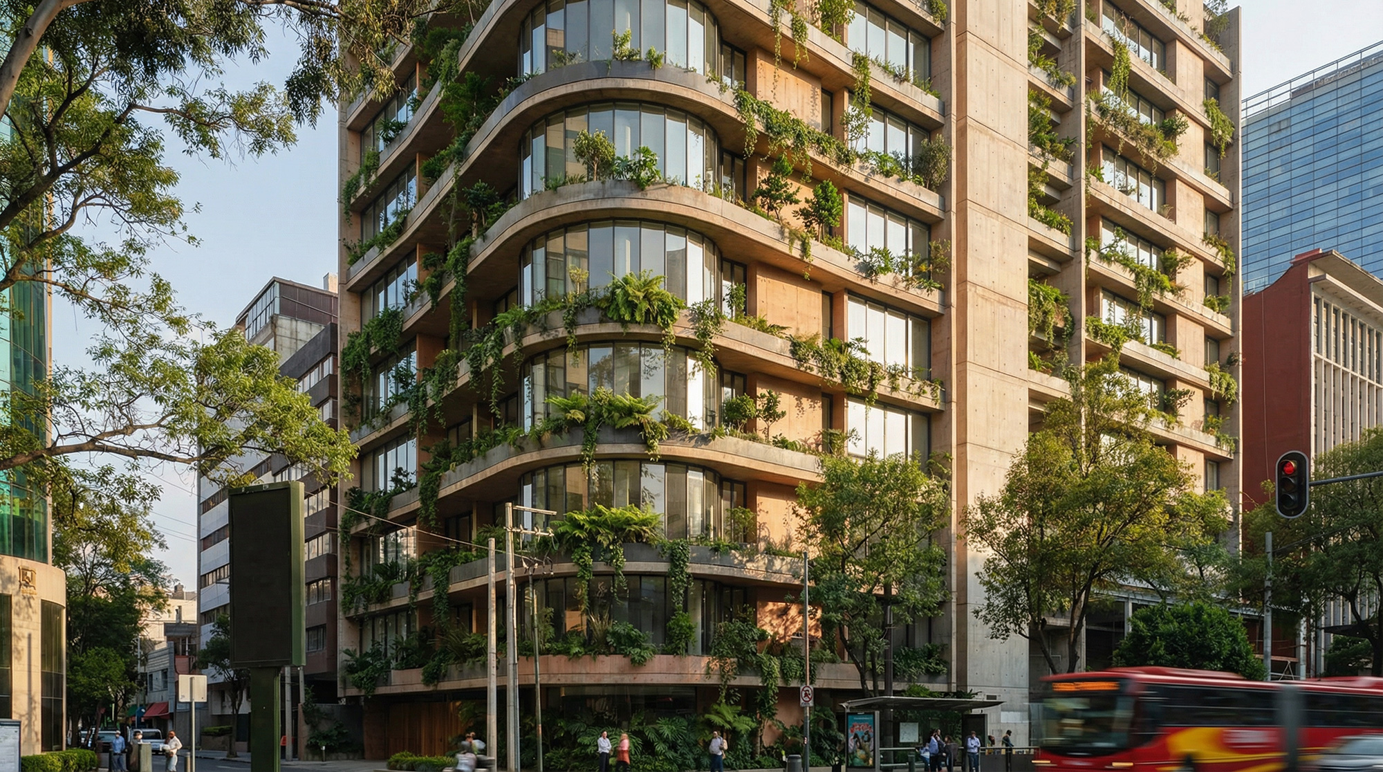 A large building with many windows.