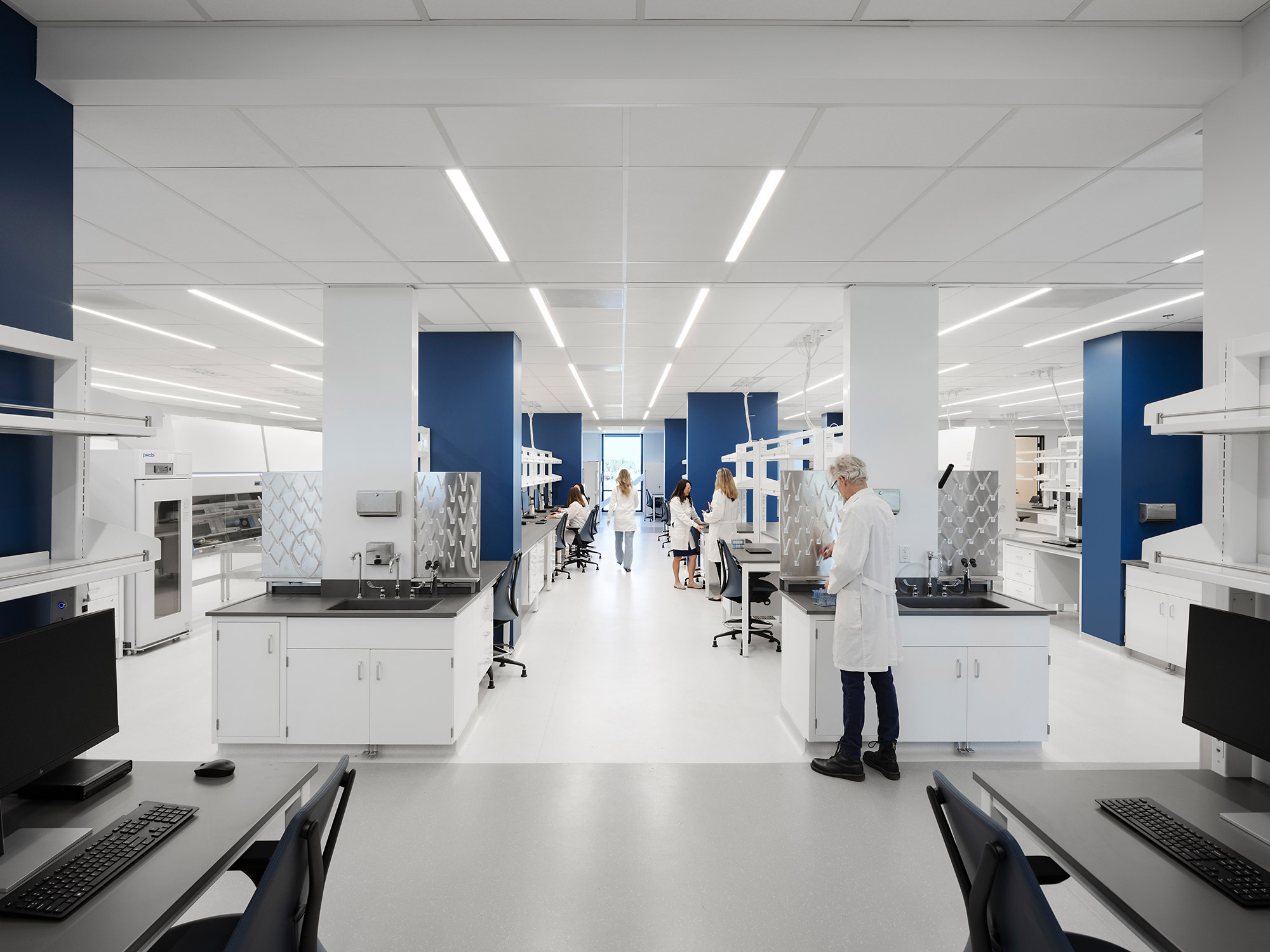 A group of people in an office.