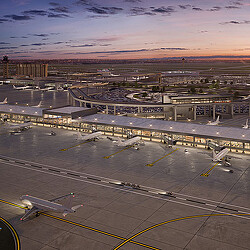 An airport with planes.