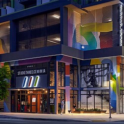 A building with a large sign on the front.