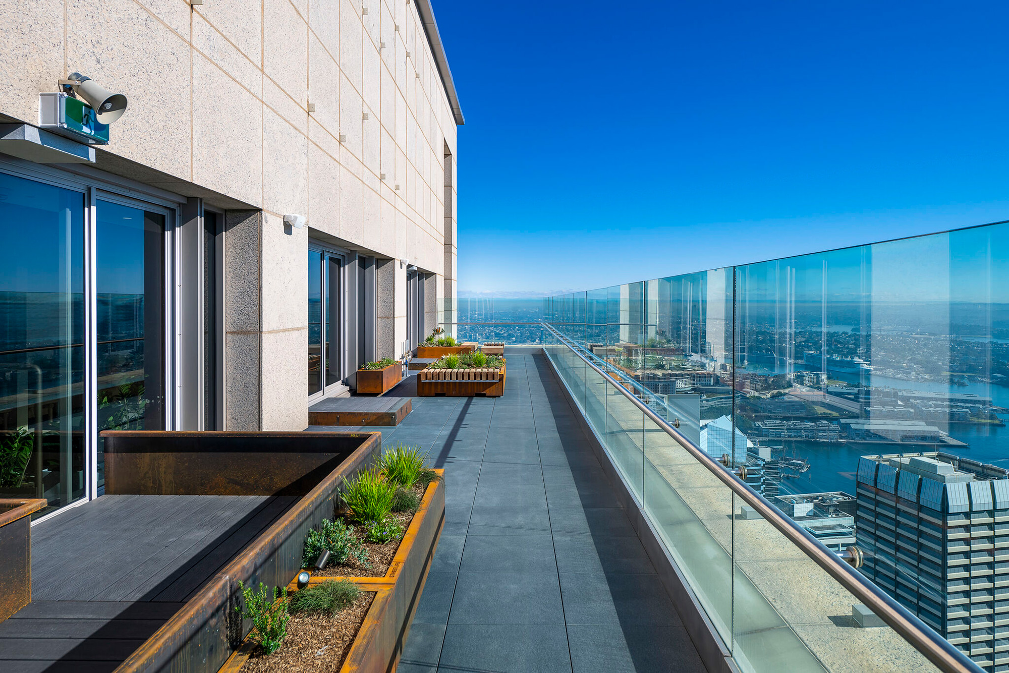 A building with glass walls.