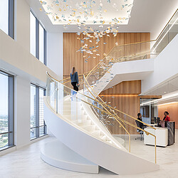 A staircase with people on it.