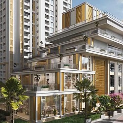 A building with a glass front.