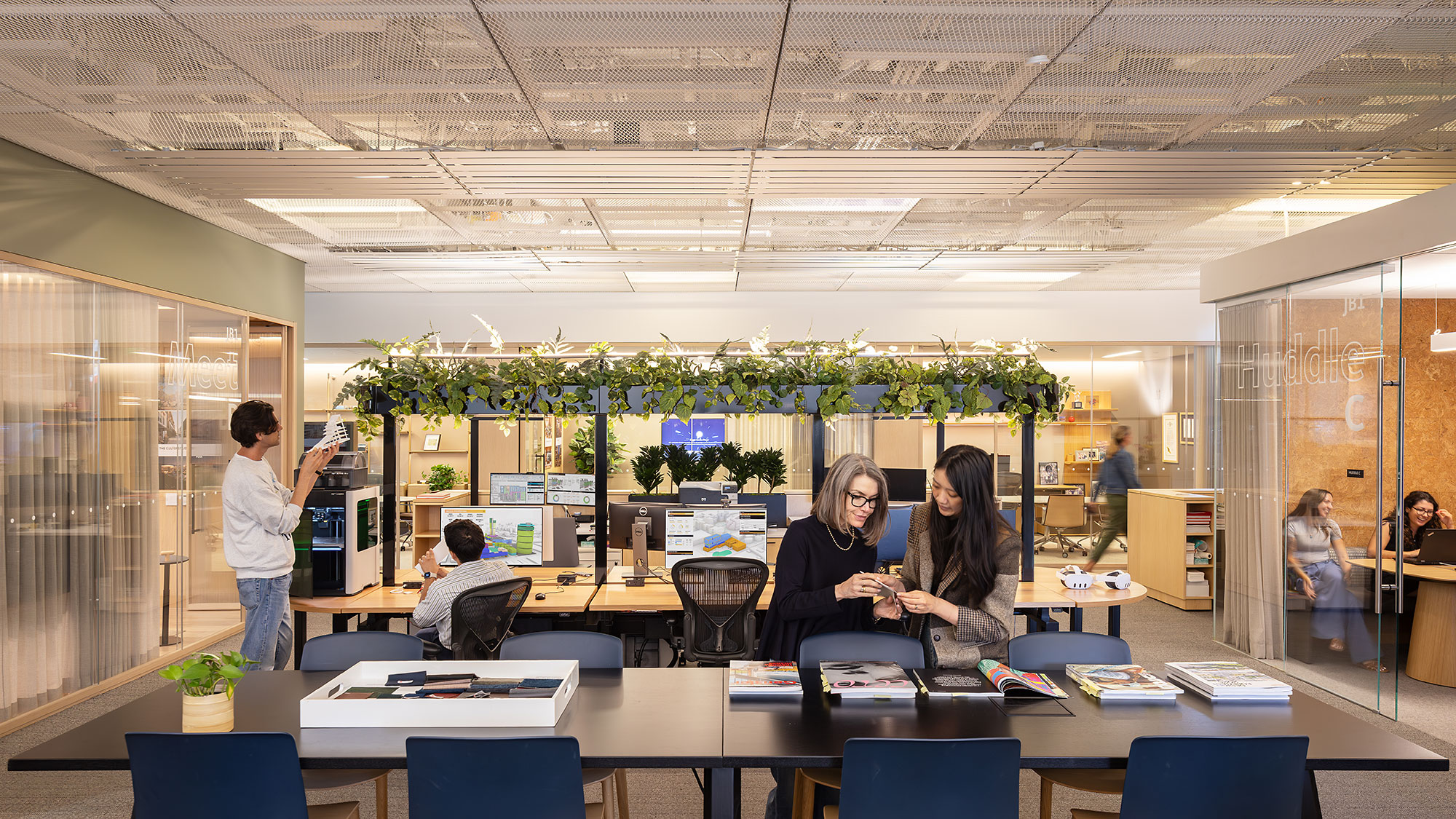 A group of people in a room.