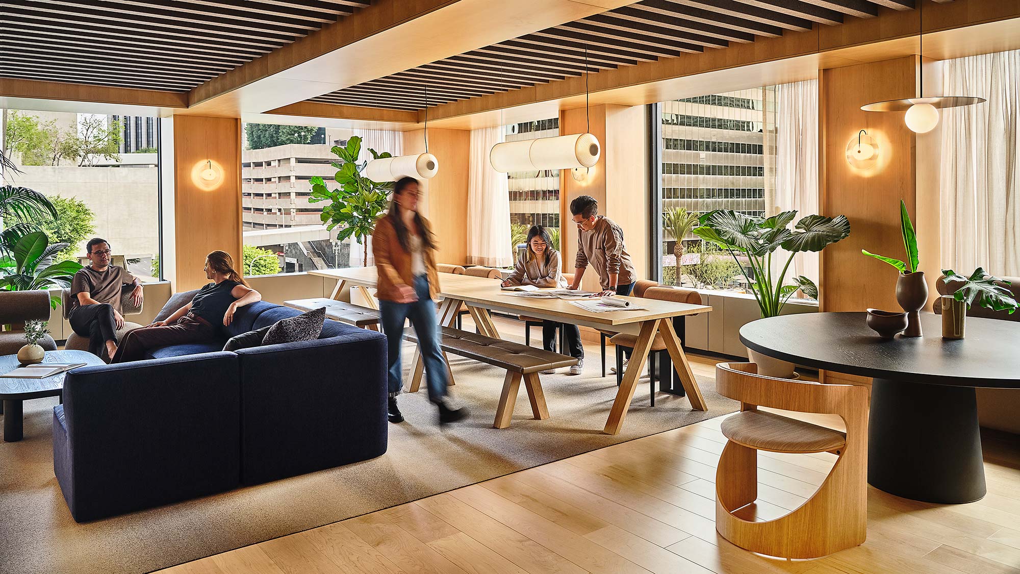 A group of people in a room.