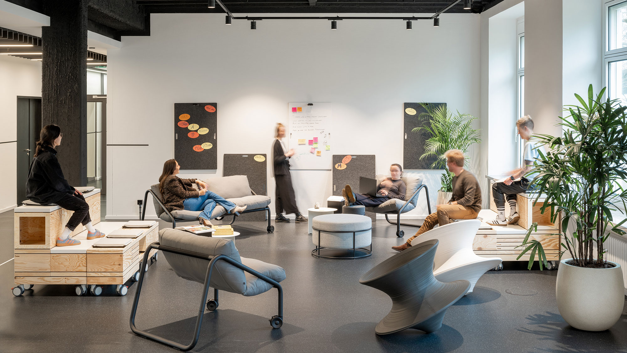 A group of people in a room.