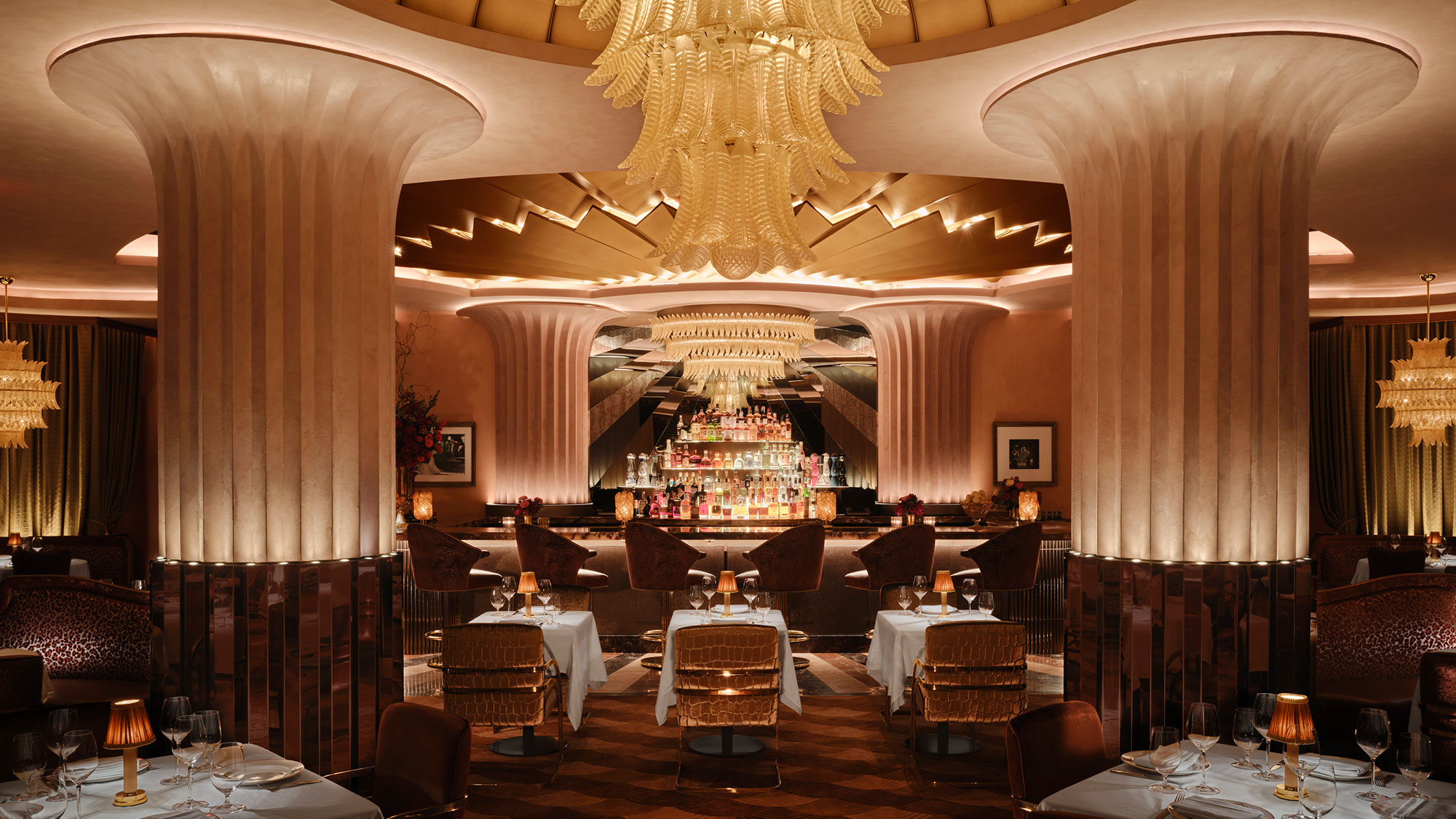 A room with tables and chairs.