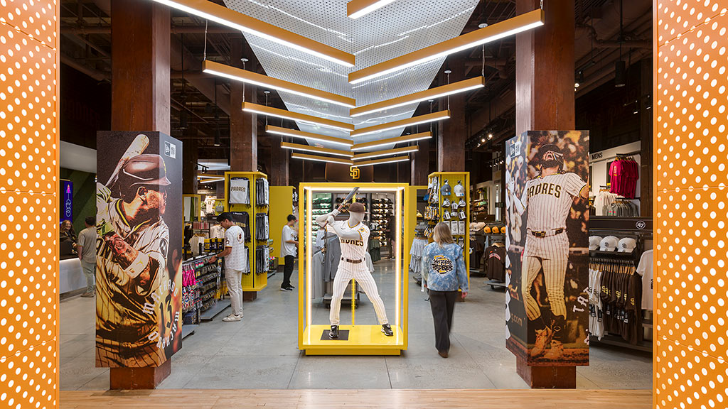 People walking in a building.