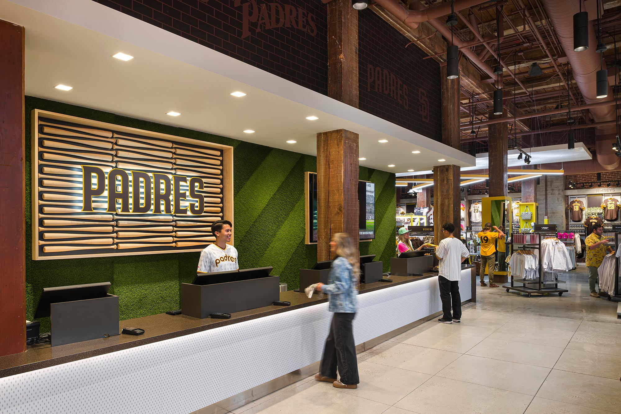 A group of people in a store.