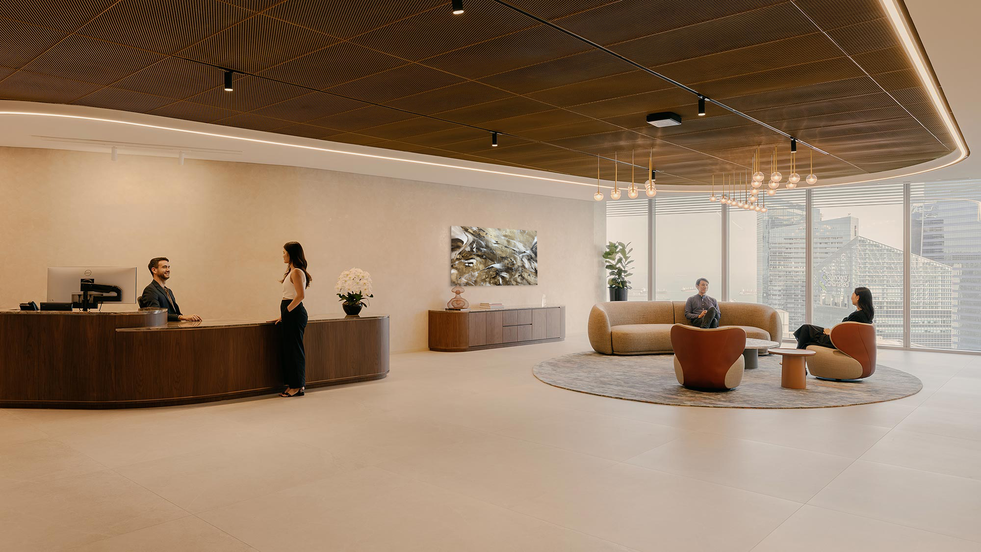 A group of people in a room.