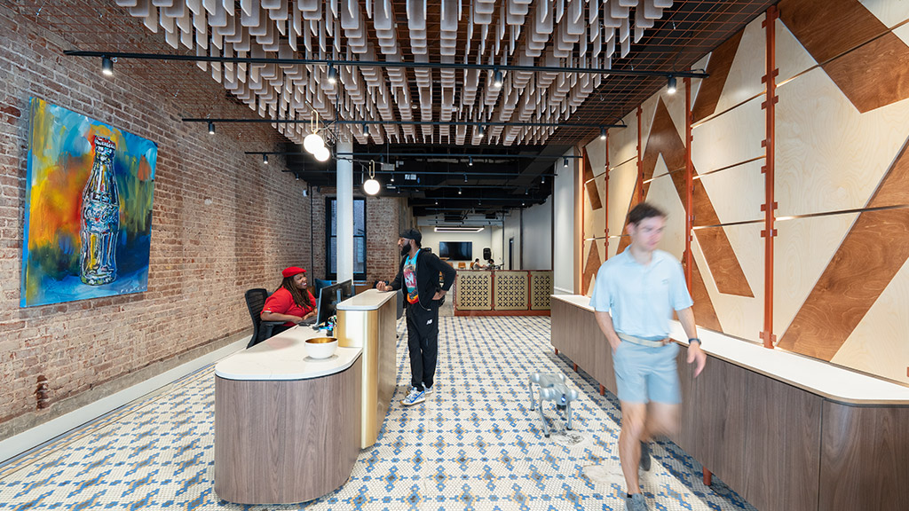 A group of people in a room.