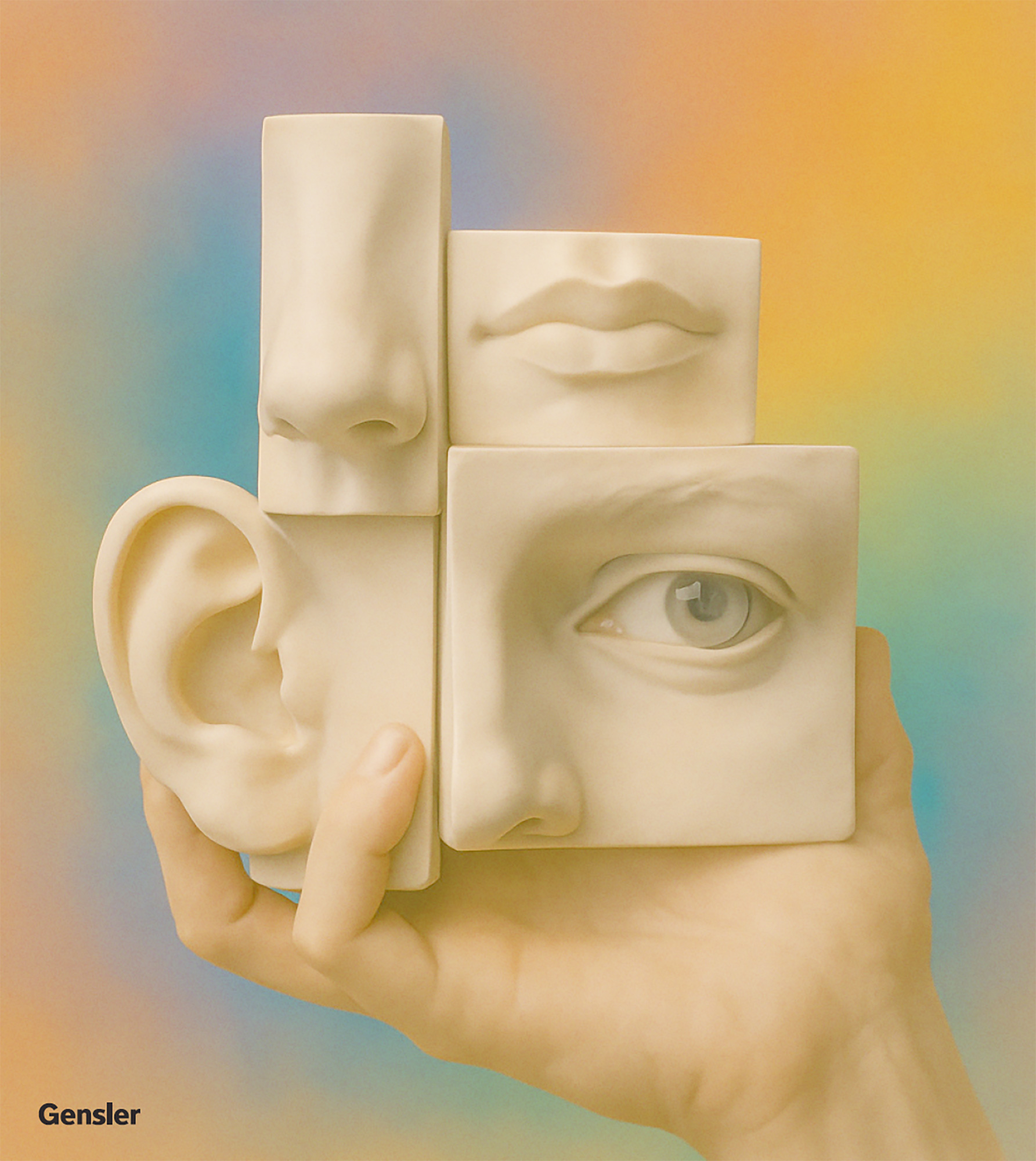 A hand holding a white object.