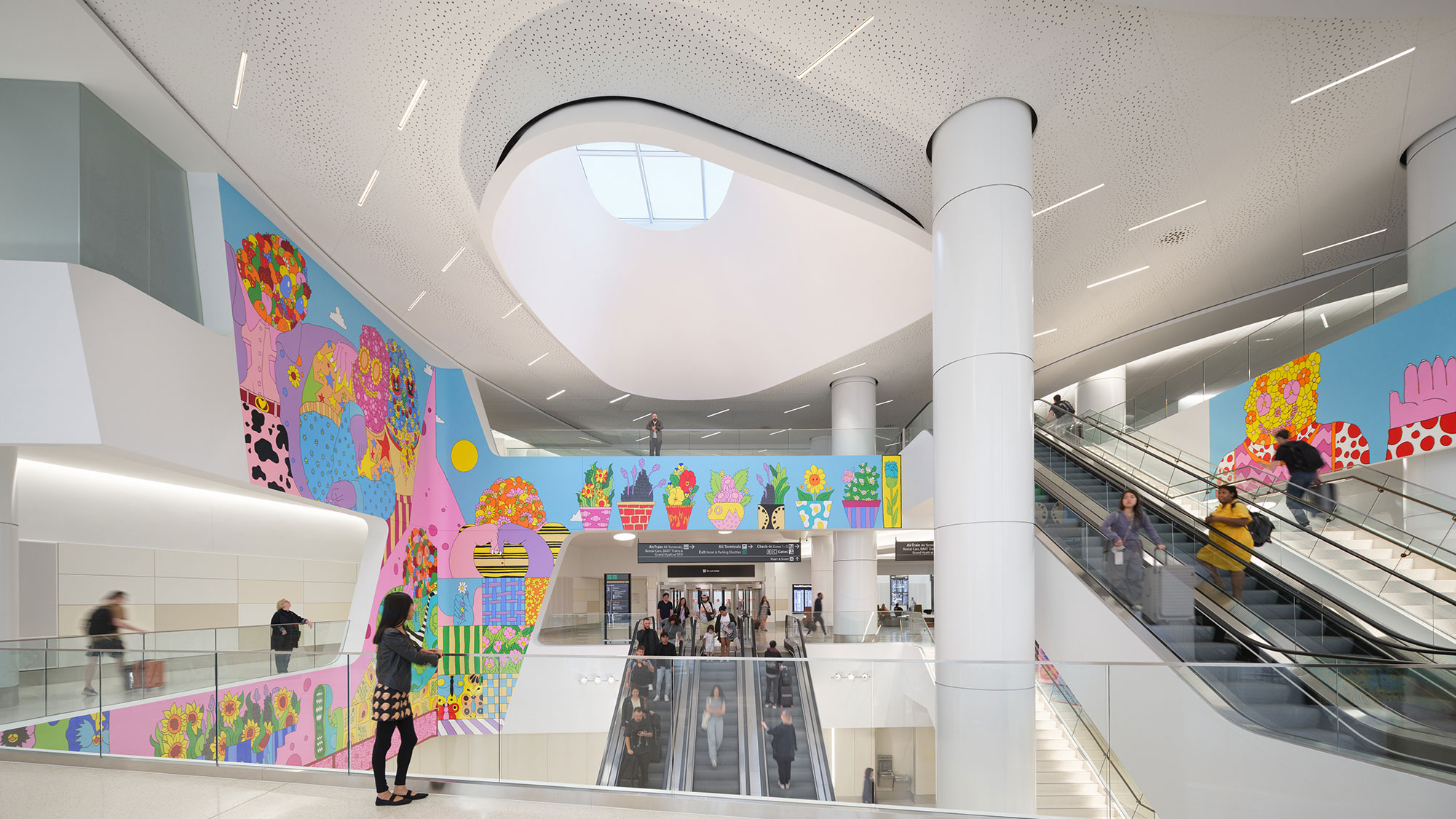 A group of people inside a building.