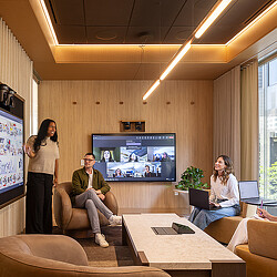 A group of people in a room.