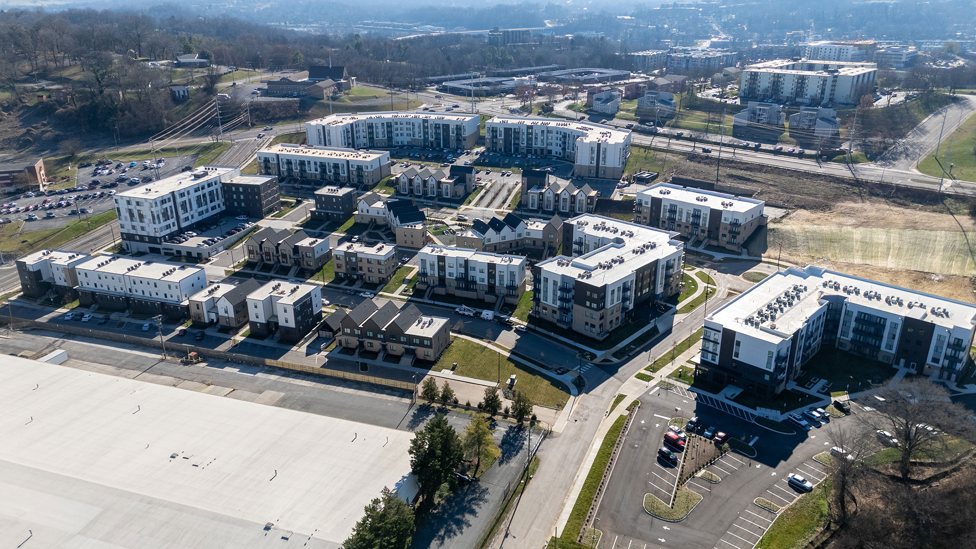 A large group of buildings.