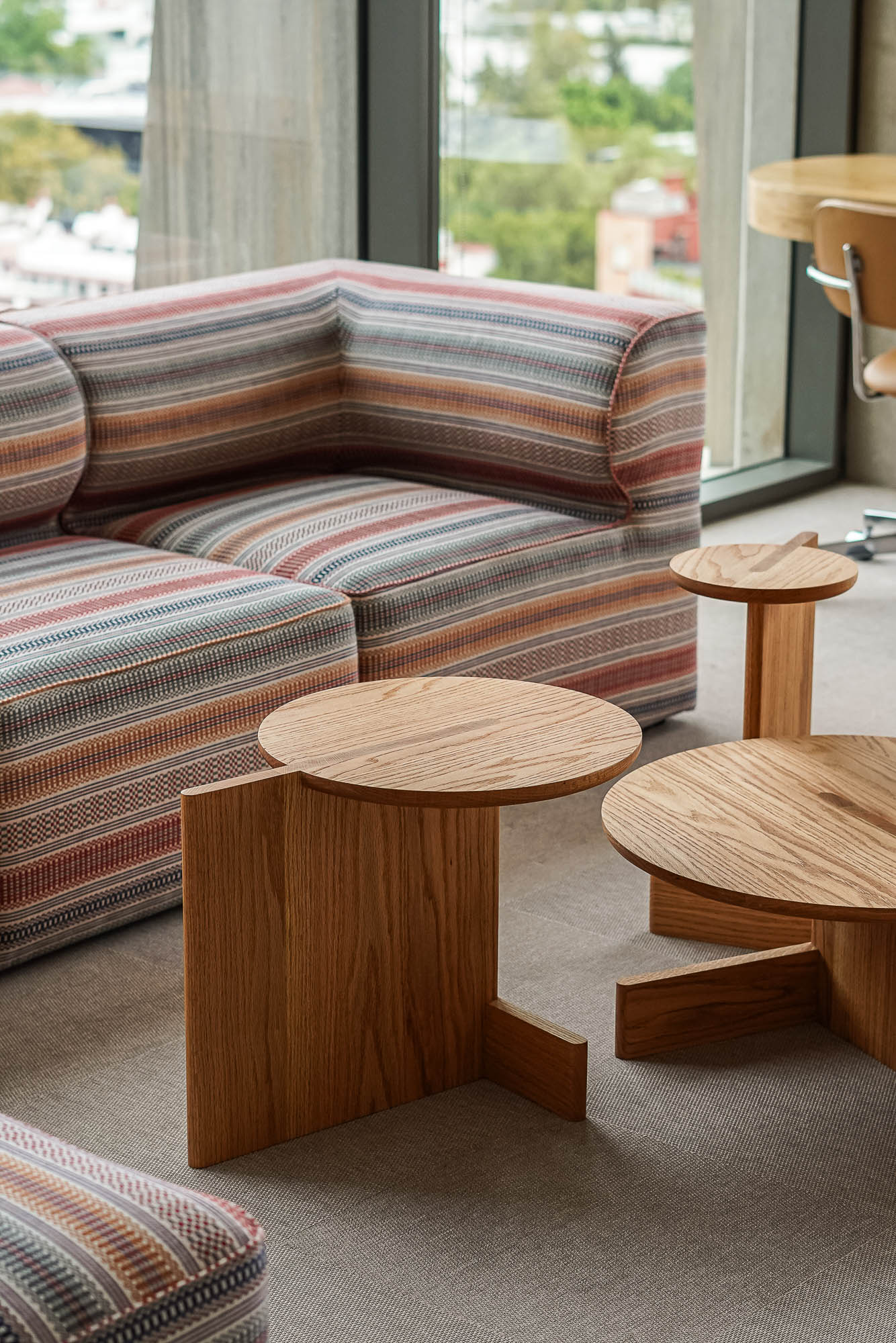 A couch and a table.