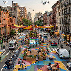 A busy city street.