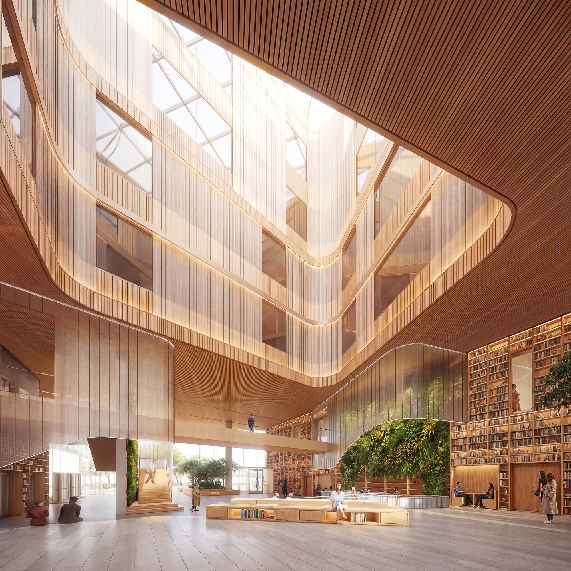 A large building with a large glass ceiling.