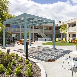 A building with a glass roof.