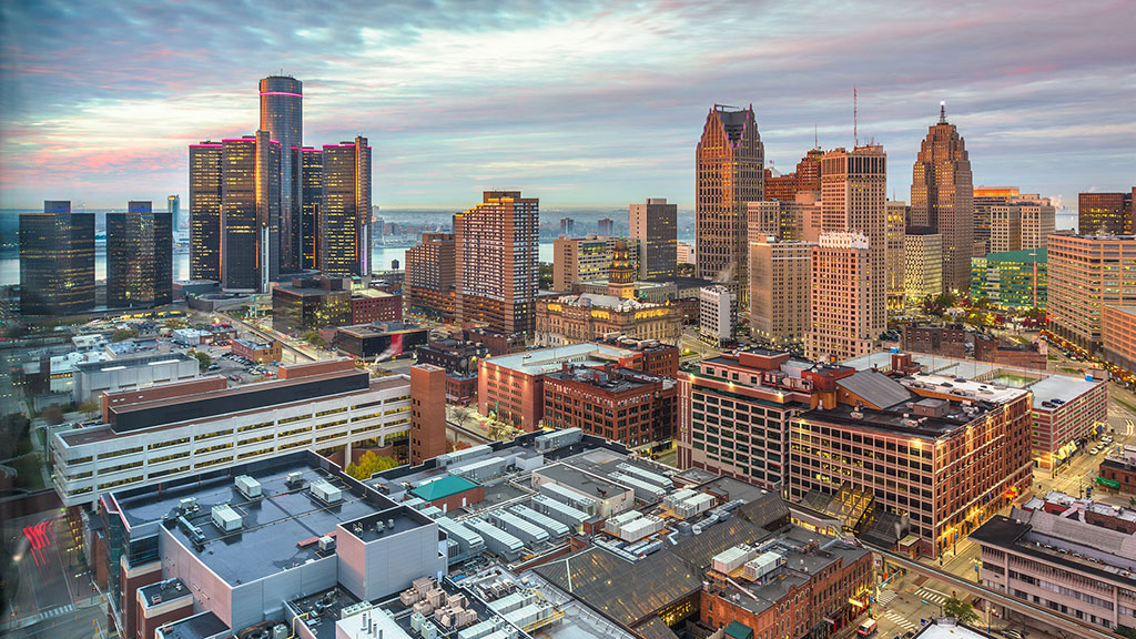 A city with many buildings.