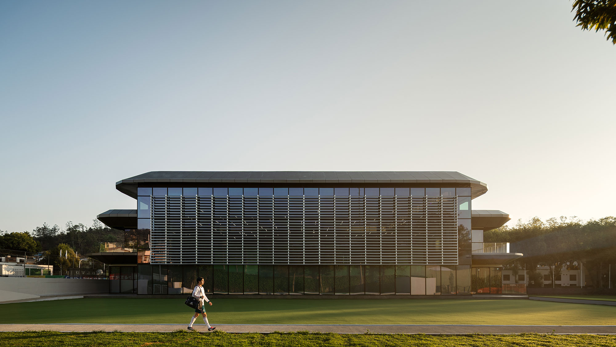 A person running on a field.